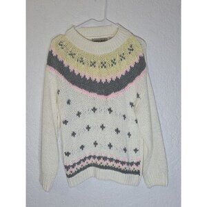 Vintage Sheridan Square Hand Knit Ivory Sweater Small Cottagecore Granny